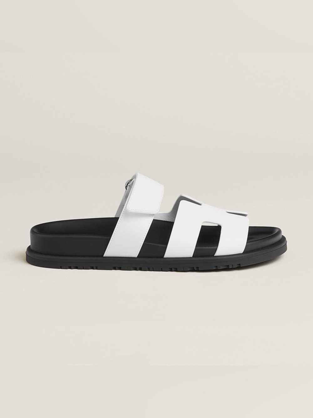 Authentic NWT Hermes White Chypre sandal Leather H Slide - Picture 4 of 5